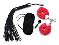 a black and red fetish set with tassels and tassels